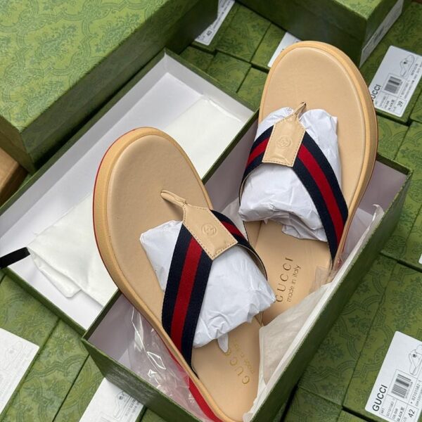 Brown Gucci Flip Flops