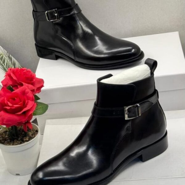 Black leather ankle boots