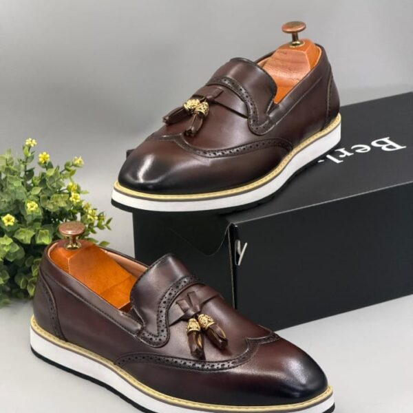 Men’s Premium Brogue Tassel Loafers – Dark Brown