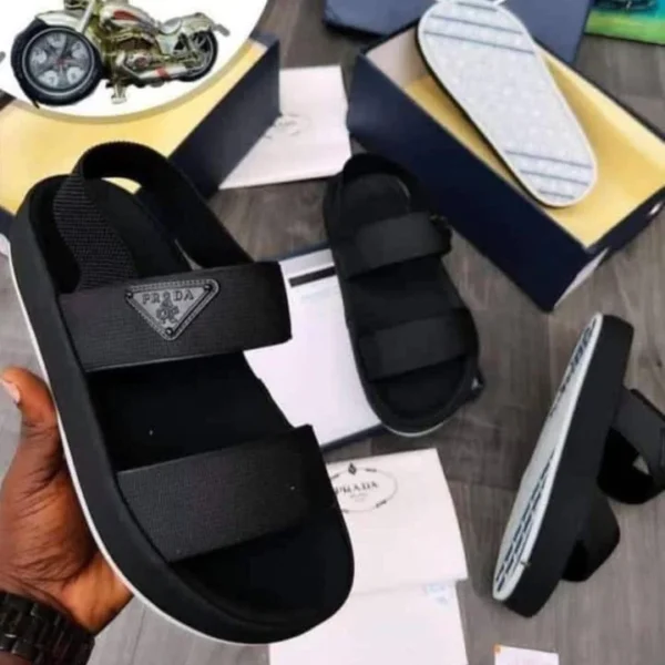 Men's Designer Platform Sandals - Prada Black
