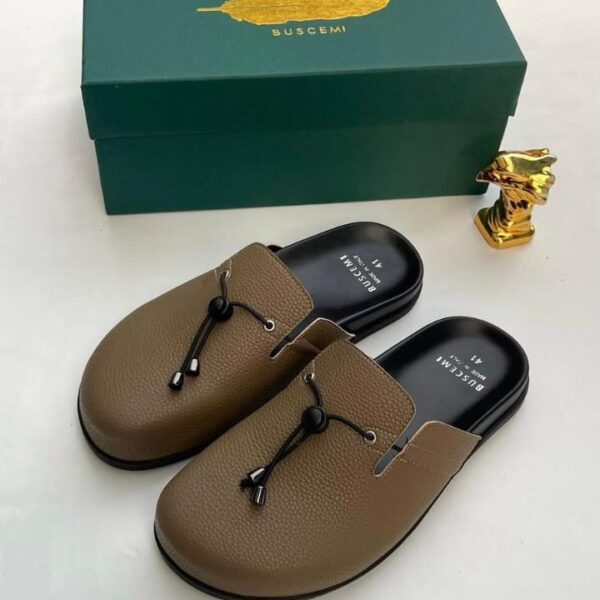 Buscemi brown leather slip-on mules