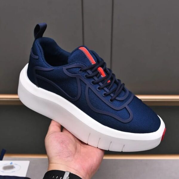 Men’s Navy Blue Mesh Platform Sneakers | Designer-Inspired Chunky Sole Shoes