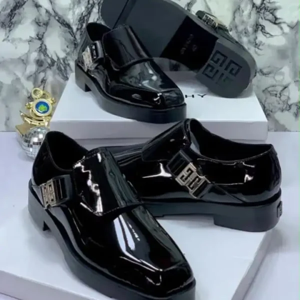 Givenchy Patent Leather Monk Strap Loafers – Black