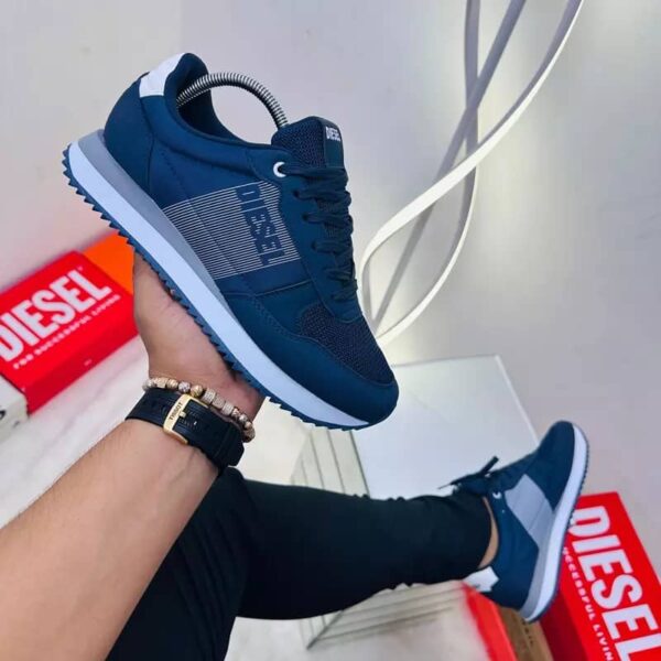 Luxury Diesel Retro Runner Sneakers — Navy Blue
